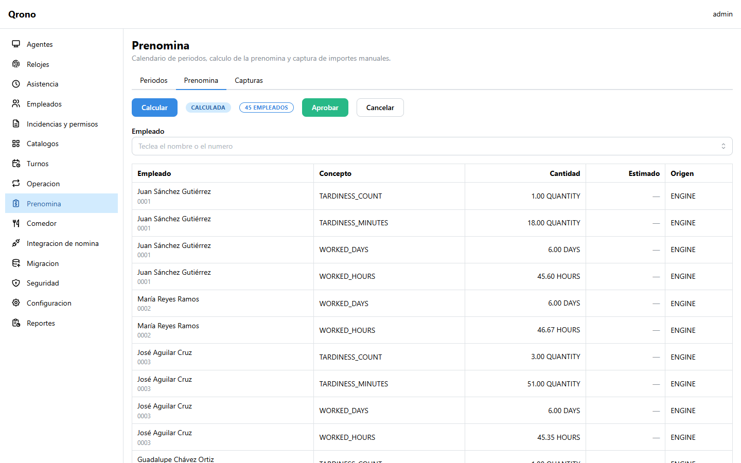 Period pre-payroll in Qrono